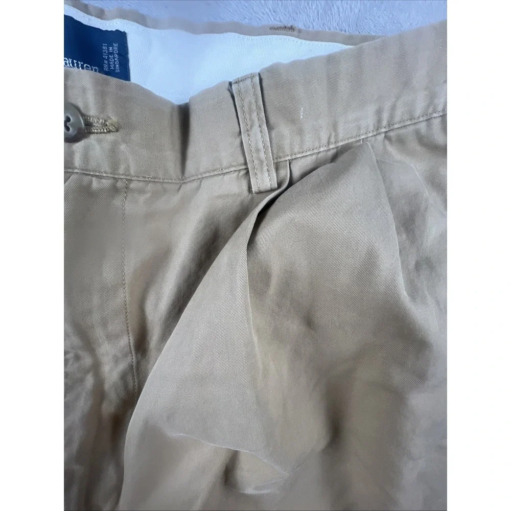 Vintage Polo Ralph Lauren Pants Mens 35/30 Khaki Andrew Tan Double Pleated Chino